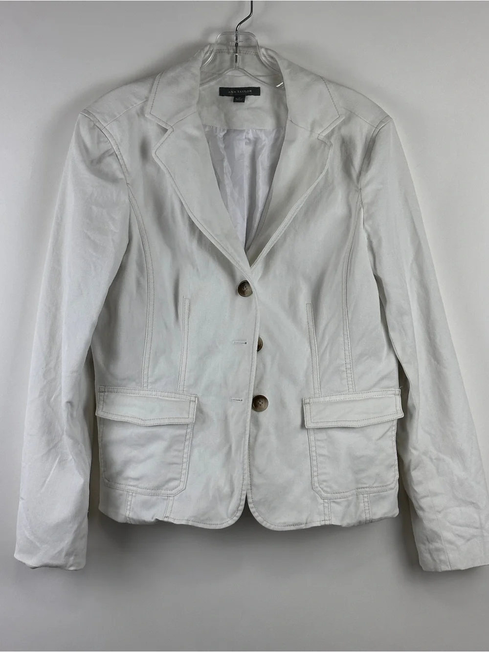 Ann Taylor Women's Tailored Button Front Denim Blazer Jacket